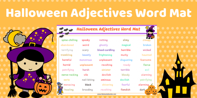 Free Halloween Adjectives Word Mat  The Mum Educates